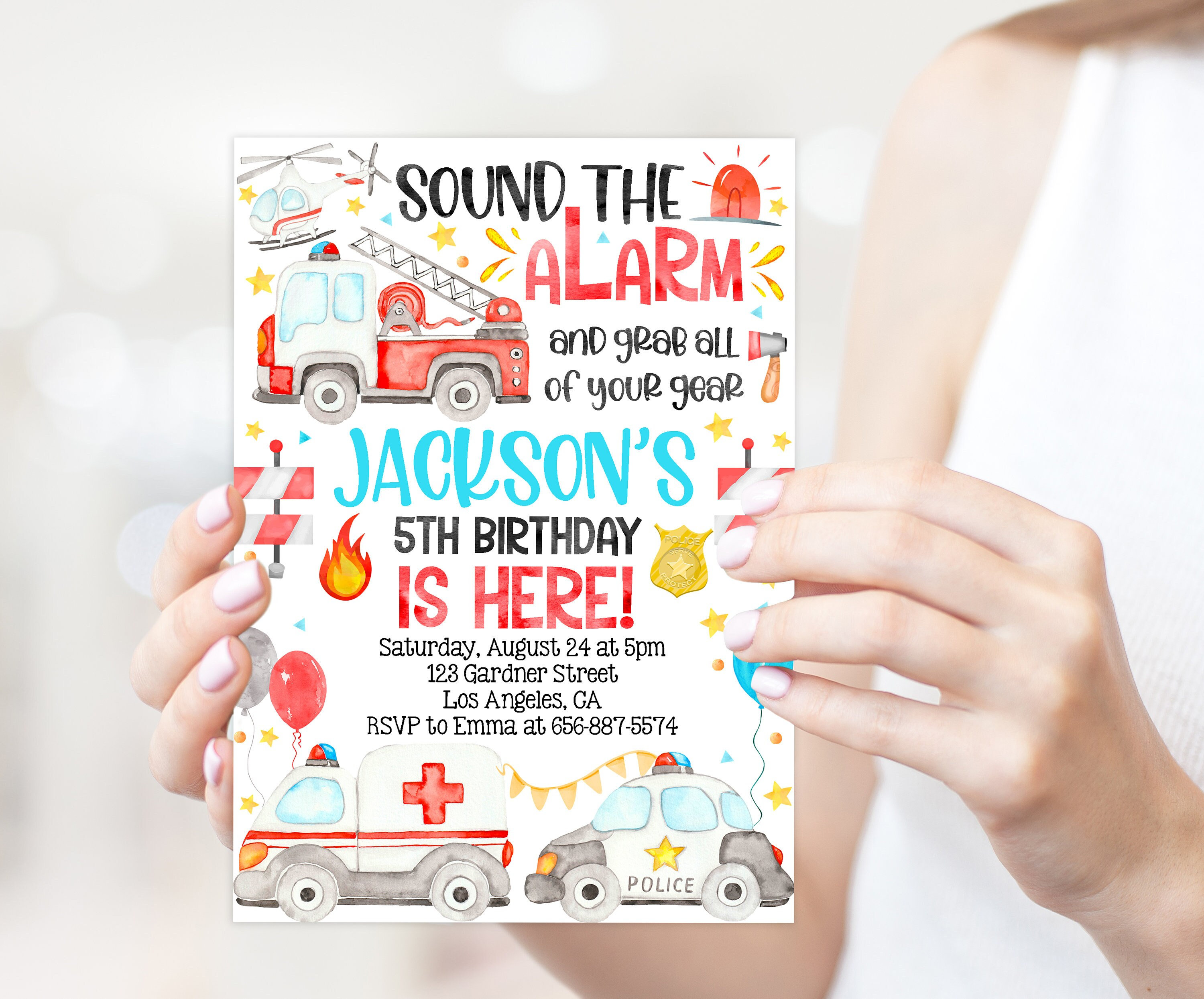 First Responders Birthday Party Invitation - Calling All Units ...