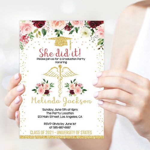 Nurse Graduation Party Invitation Template RN Graduation Etsy