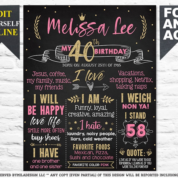 Adult Birthday chalkboard sign - cake smash party 30th 40th 50th chalk board poster banner milestone decorations for woman her (913)