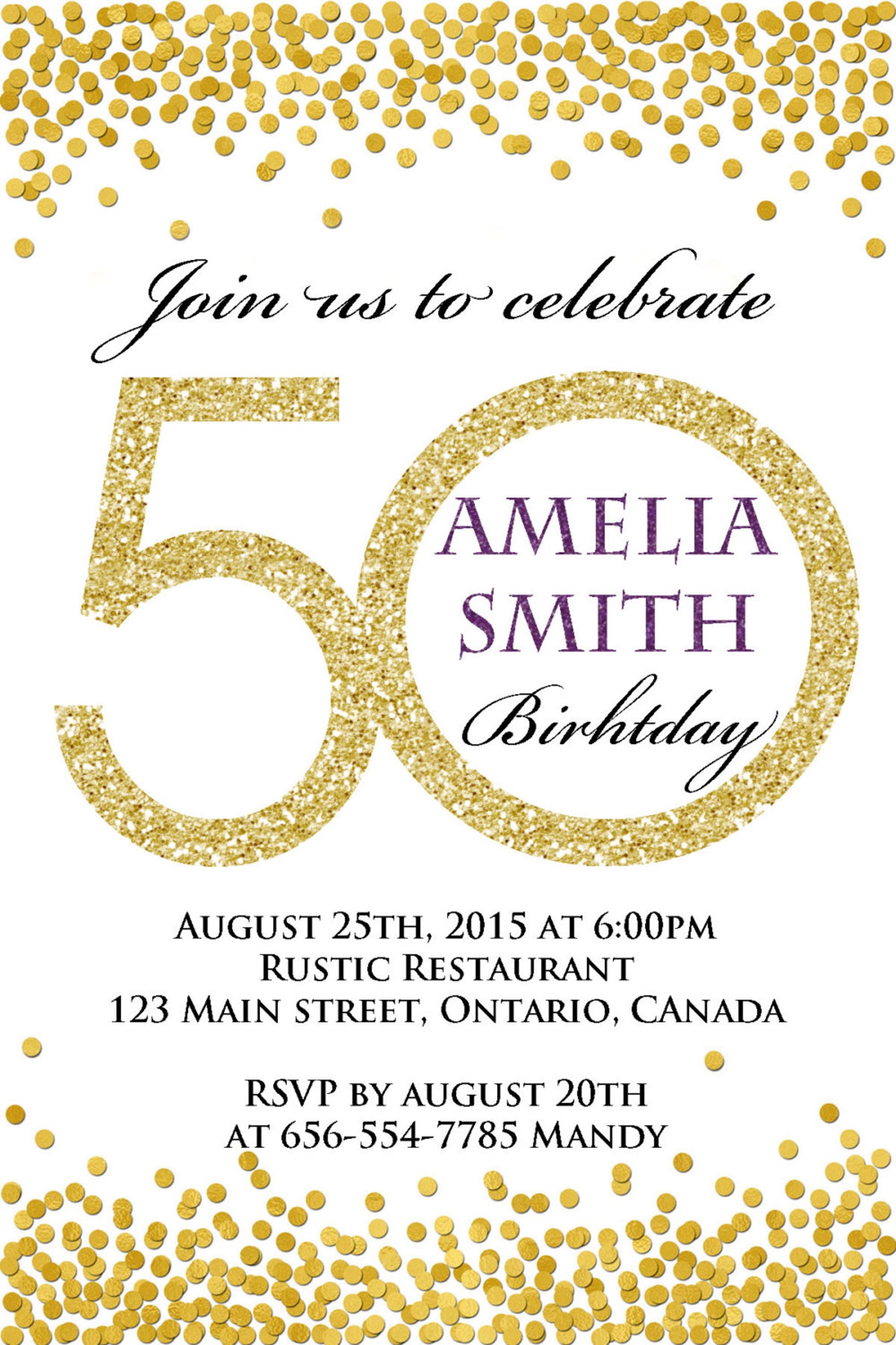 Printable Gold or Silver Birthday Party Invitation or Thank - Etsy