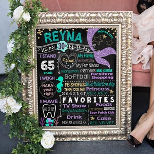 Printable ADULT Mermaid 30th Birthday chalkboard sign 20th 40th 50th birthday chalk board milestone cake smash fun gift for her (349)