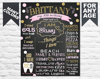 Printable 30th birthday chalkboard sign  (370)