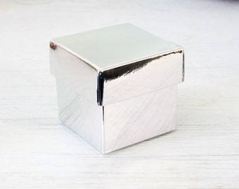 Silver Favor Boxes, 2x2x2 Small Mini Square Personalized Wedding Favor Boxes, Baby Shower, Candy Boxes, 10 boxes