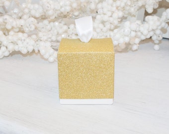 Gold Glitter Favor Boxes - Sparkling Favor Boxes - Wedding Favor Boxes - Birthday Candy Boxes - Cupcake Boxes - 10 boxes, Party Supplies