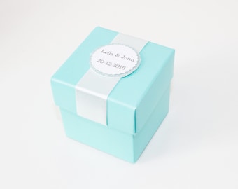 Turquoise Blue Favor Boxes, Teal Blue Boxes, Wedding Party Favor Boxes, Wedding Gift Boxes, Baby Shower, Candy Boxes, 10 boxes 2x2x2