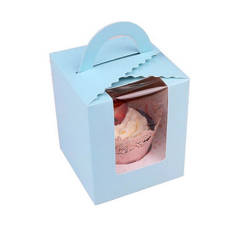 Cupcake boîtes, boîtes à gâteau clair, clairement jardinières, boîte à bonbons, mariage boîtes, boîte de cadeau danniversaire, fête blanc bleu rose vert 10 bx image 2