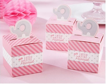 Rosa Gunst Boxen Elefanten kleine Erdnuss - Mädchen gefallen Boxen - Geschlecht offenbaren - Baby-Dusche - 1. Geburtstag - Cupcake-Boxen - 10 Stück