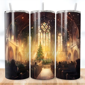 Christmas Tumbler PNG 20oz Tumbler Wrap Sublimation Designs Christmas Tree PNG Digital Download Art Christian PNG Church Png