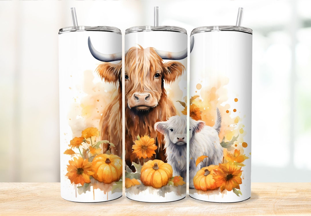 SEAMLESS Mom and Baby Highland Cow 20 Oz Skinny Tumbler Sublimation ...