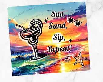 Seashells Ocean Beach Tumbler Sublimation Design 20 oz Skinny Tumbler Wrap Sunset  Summer Sublimation Tumbler Design PNG Instant Download