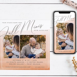 Fall Mini Session Template, Instagram Template, Autumn Mini Session Template, Fall Minis Template, Photography Marketing