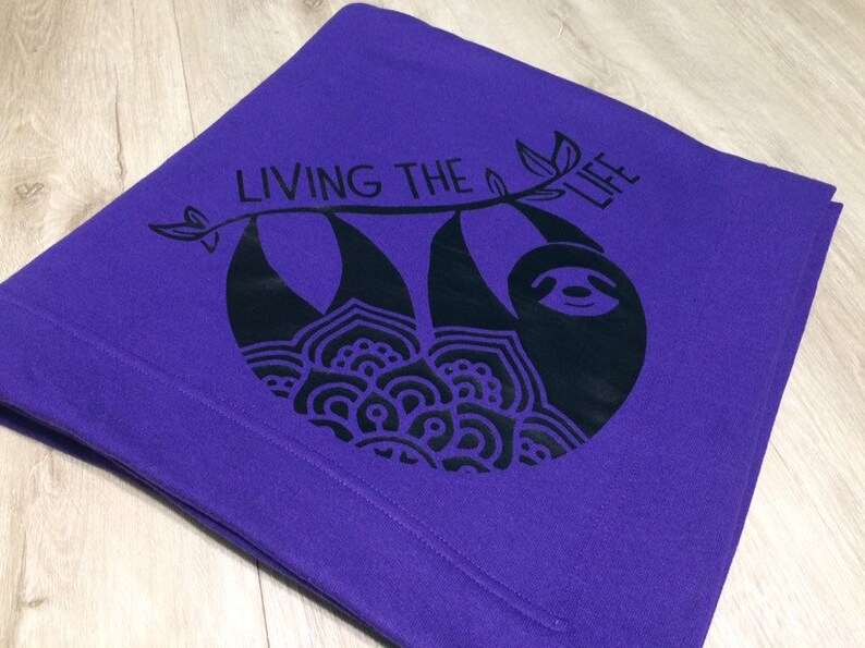 Relaxation Gifts Sloth Mandala Blanket Cozy Sweatshirt Fabric Throw Sloth Life Blanket Living the Sloth Life Cuddle Blanket