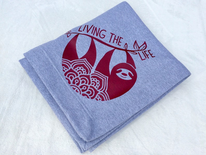 Relaxation Gifts Sloth Mandala Blanket Cozy Sweatshirt Fabric Throw Sloth Life Blanket Living the Sloth Life Cuddle Blanket