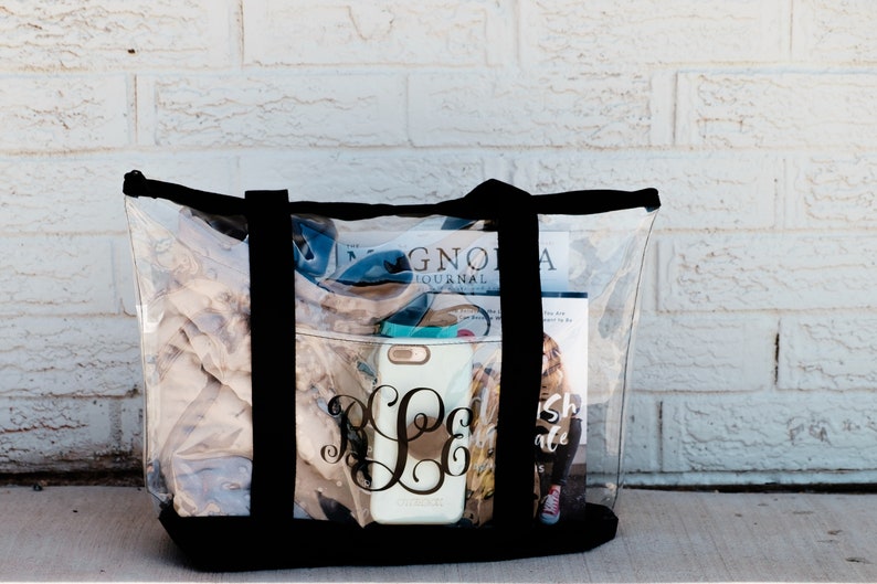 Monogrammed Clear Tote Bag - Large Clear Zipper Tote - Personalized Tote Bag - Bridesmaid Gifts - Monogrammed Pool Bag - Gifts for Women 