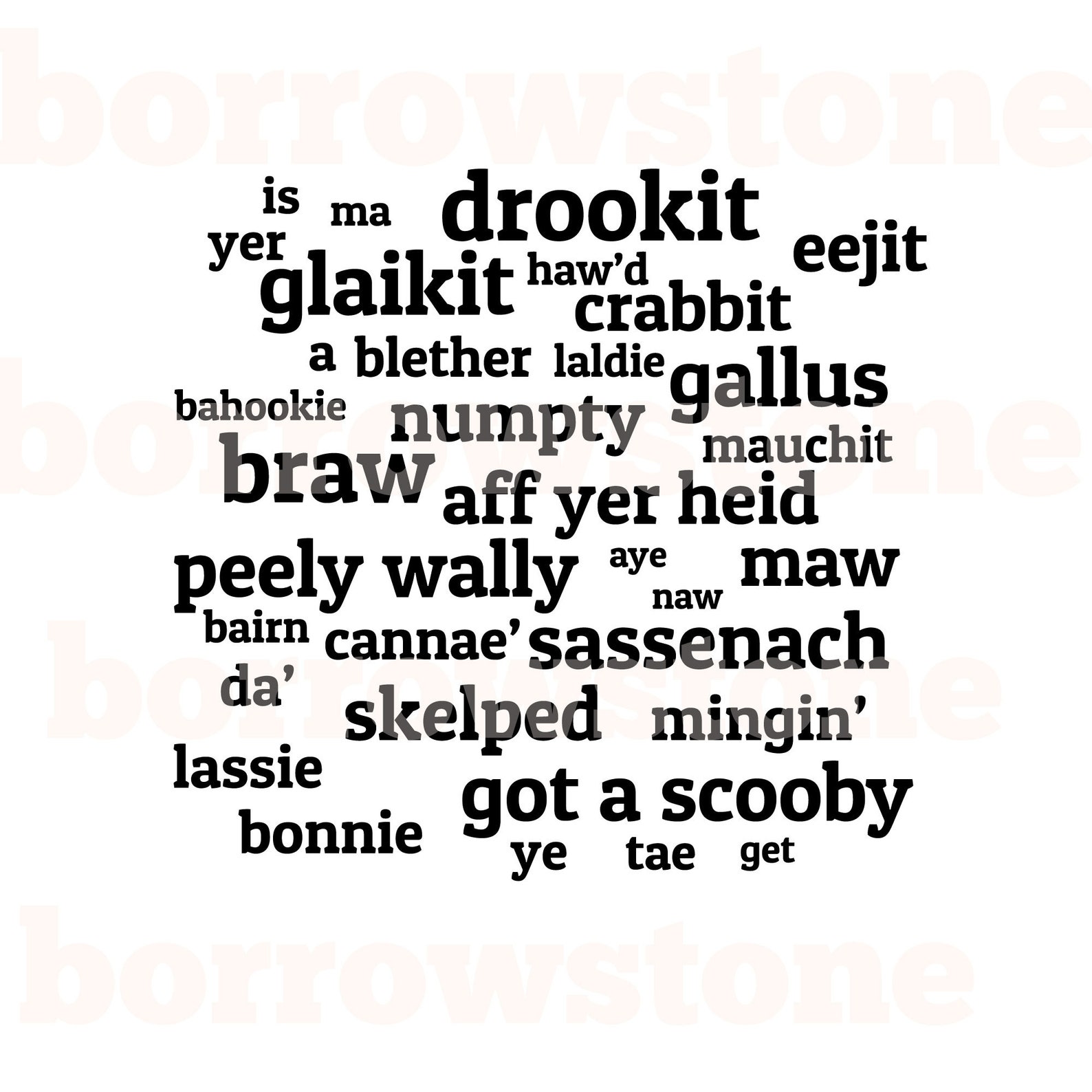 Scottish Words SVG DXF for Silhouette Cameo, Cricut, Sublimation Svg Ai