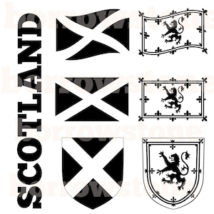 Escudo de banderas de león escocés SVG DXF para silhouette Cameo, Cricut, Sublimation svg ai pdf png jpg eps Para corte láser de vinilo de corte, htv