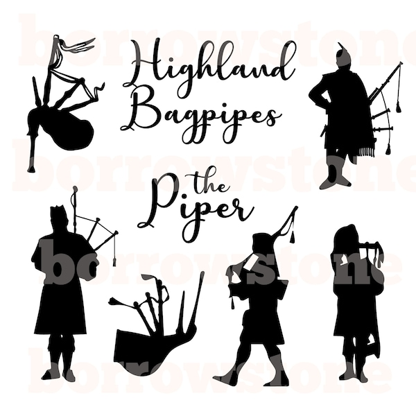 Scottish Highland Bagpipers SVG DXF for Silhouette Cameo, Cricut, Sublimation svg ai pdf png jpg eps For Laser Cutting Vinyl Cutting, htv