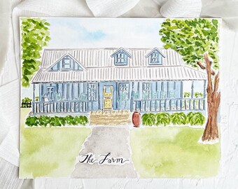 Custom Home Portrait, Watercolor Home Portrait, Realtor Gift, Housewarming Gift