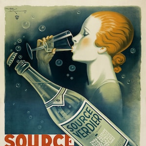 Sparkling Carbonated Water Source Verdier France French Drink Vintage Poster Repro Shipped Rolled Up FREE SHIPPING in USA