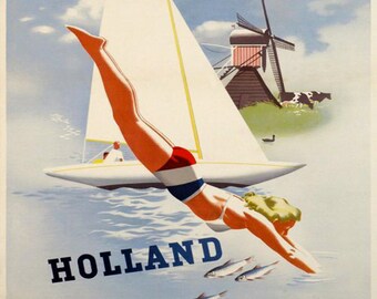 POSTER BAHAMAS TRAVEL FASHION SUN BEACH SAILING DANCING VINTAGE REPRO FREE S//H