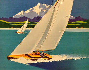 POSTER BAHAMAS TRAVEL FASHION SUN BEACH SAILING DANCING VINTAGE REPRO FREE S//H
