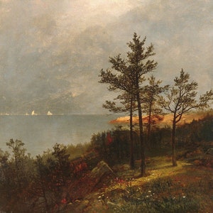 Gathering Storm on Long Island Sound 1872 Landscape Painting By John Frederick Kensett Repro on Matte Paper or Canvas FREE SHIPPING in USA