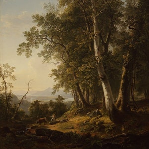 Forenoon 1847 Landscape Cattle United State American Painting by Asher Brown Durand on Matte Paper or Canvas Repro FREE SHIPPING in USA