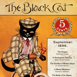 Poster The Black CAT Riding Bike Bicycle Cycle September 1896 Boston Magazine Cover Sport Vintage Poster Repro Free Shipping in USA