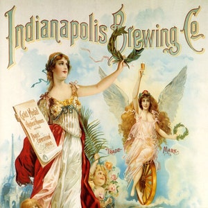 Poster Beer Angel Indianapolis Brewing Paris Grand Prize American Bar Restaurant Drink Vintage Poster Repro on Paper or Canvas FREE S/H USA