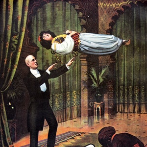 Kellar Levitation Arab World Theater Show Spirits Magic Magician Illusion Supernatural Fantasy Vintage Poster Free Shipping in USA