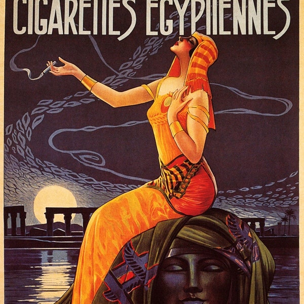 Fashion Girl Smoking Cigarettes Egypt Egyptiennes Nerma GIRL Arab Arabic World Vintage Poster Repro on matte paper or canvas FREE S/H in USA