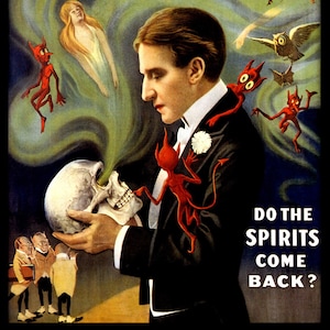 Thurston Skull Magician Show The Universe of the Spirits Magic Magician Illusion Supernatural Fantasy Vintage Poster Free Shipping in USA