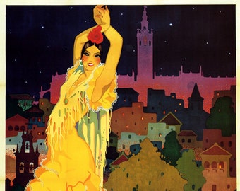 1933 Sevilla Fiesta Primavera Flamenco Dancer Vintage Poster Reproduction – Spanish Art, Vertical, Multicolor 3 thumbnail image