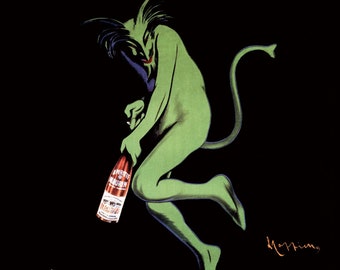 Poster Advertising Green Devil Maurin Quina Drink by Cappiello