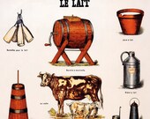 Le Lait Milk Cow Goat French Cheese Butter Churn France Food Kitchen Decor Vintage Poster Repro on matte paper or canvas FREE S H in USA
