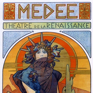 Mucha Medee Medea Sarah Bernhardt Theater Show by Alphonse Mucha Vintage Poster Repro on Matte Paper or Canvas FREE SHIPPING in USA