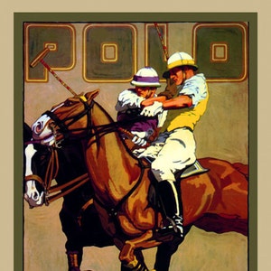 Horse Polo Pony Game Equestrian Sport Fine Vintage Poster Repro on Matte Paper or Canvas FREE SHIPPING in USA Shipped Rolled Up