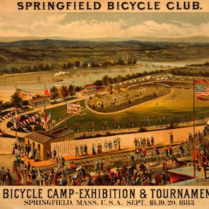 Bike Penny Farthing  High Wheel 1883 Springfield Bicycle Club Sport Cycling Vintage Poster Repro Matte Paper or Canvas Free SHIPPING in USA