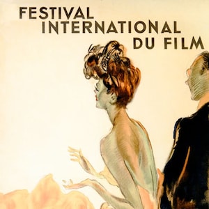 Film Fest 1939 Cannes International Festival Movie Fashion Couple Vintage Poster Repro on Matte Paper or Canvas FREE SHIPPING in USA