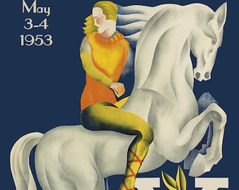 Horse Show 1953 Devon Dressage Equestrian European Vintage Poster Repro on Matte Paper or Canvas FREE SHIPPING in USA Shipped Rolled Up