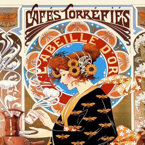 Coffee 16"x20" Cafe 1854 Torrefies American Breakfast France French Art Nouveau Vintage Poster Repro on Matte Paper or Canvas FREE S/H in US