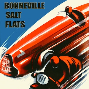 Car Bonneville Salt Flats Motorcycle Racing Utah  Race Vintage Poster Repro on Matte Paper or Canvas FREE SHIPPING in USA Shipped Rolled Up