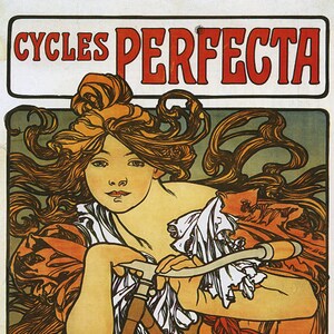 Mucha Bike Cycles Perfecta Lady Bicycle Cycle Cycling by Alphonse Mucha Vintage Poster Repro on Matte Paper or Canvas FREE SHIPPING in USA