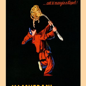 Food Spaghetti Pasta Clown  Maccheroni Pianigiani Italy Italia Italian Kitchen Vintage Poster Repro on Matte Paper or Canvas FREE S/H in USA