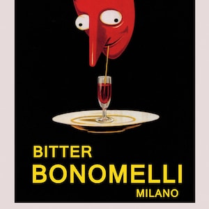 POSTER Bar Mask Face Drinking Bitter Bonomelli Milan Milano Italy Italian Vintage Poster Repro on Matte Paper or Canvas Free SHIPPING in USA