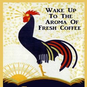 Coffee 16&quot;x20&quot; Rooster Cafe Kitchen Sunrise American Usa Breakfast Vintage Poster Repro on Matte Paper or Canvas FREE SHIPPING in USA