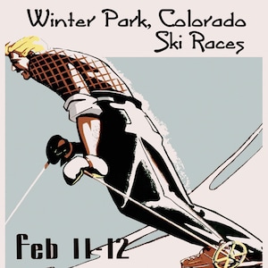 Skiing 16&quot;x20&quot; Colorado 1949 Skiing Winter Park Ski Race Sport Travel Vintage Poster Repro on Matte Paper or Canvas FREE SHIPPING in USA