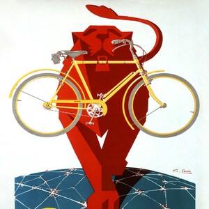 Bike 16&quot; x 20&quot; Bicycle Cycle Lion Peugeot France French Sport Cycling Vintage Poster Repro on Matte Paper or Canvas FREE SHIPPING in USA