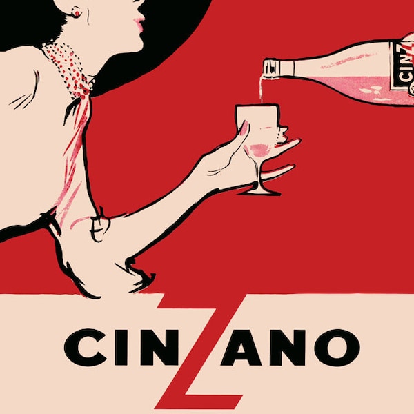 Bar Cinzano 40,6 x 50,8 cm Fashion Lady Italy Italia Italian Drink, reproduction d'affiches sur papier mat ou sur toile, livraison gratuite aux États-Unis
