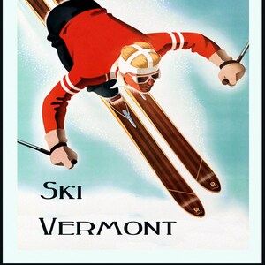 Ski 16&quot;x20&quot; Vermont Snow Mountains  Skiing Winter Sport American Vintage Poster Repro on Matte Paper or Canvas FREE SHIPPING in USA